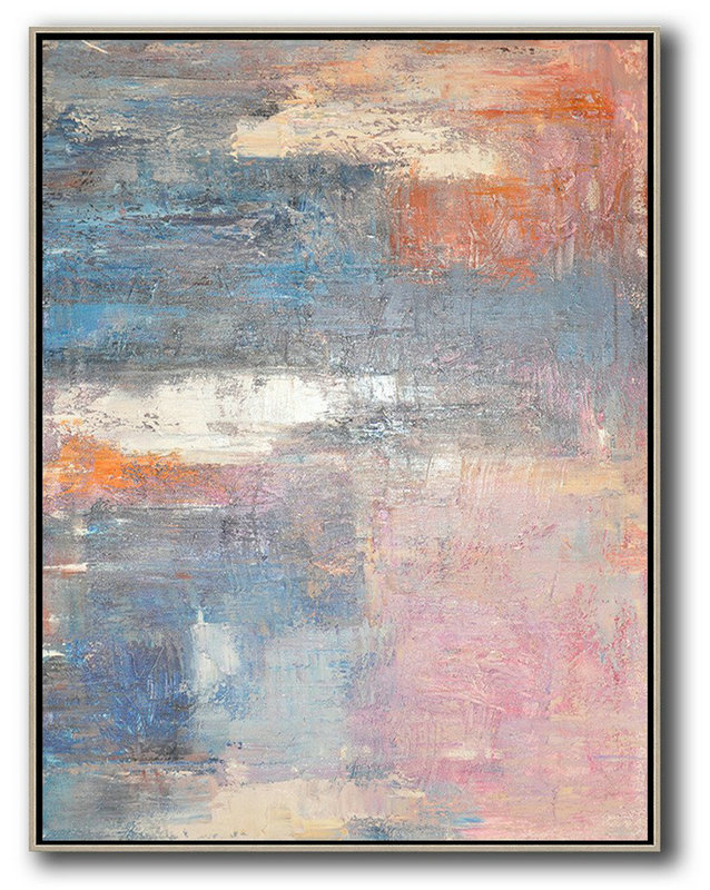 Extra Large Textured Painting On Canvas,Vertical Palette Knife Contemporary Art,Large Paintings For Living Room,Pink,White,Orange,Violet Ash.etc